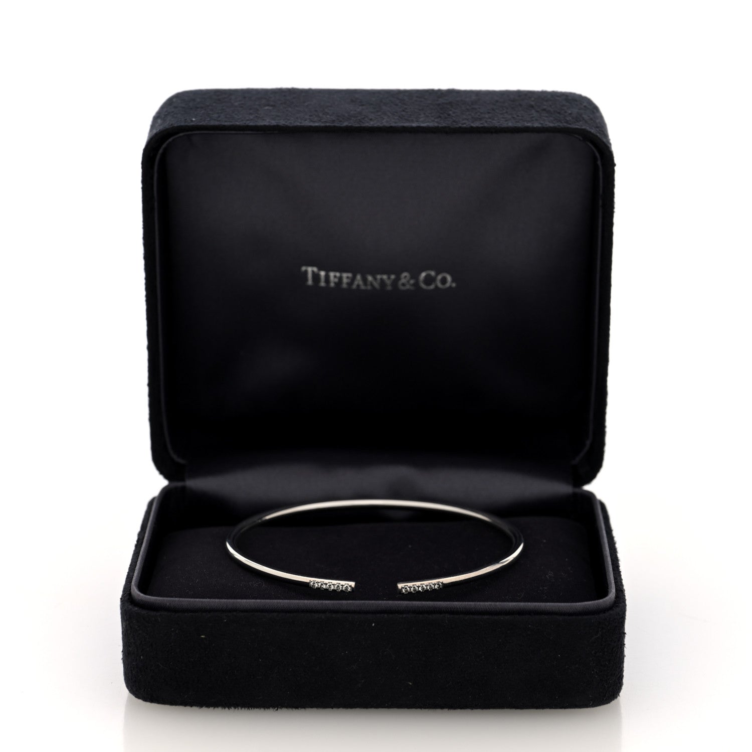 Tiffany 18K White Gold Diamond Metro Wire Bracelet 4 of 4