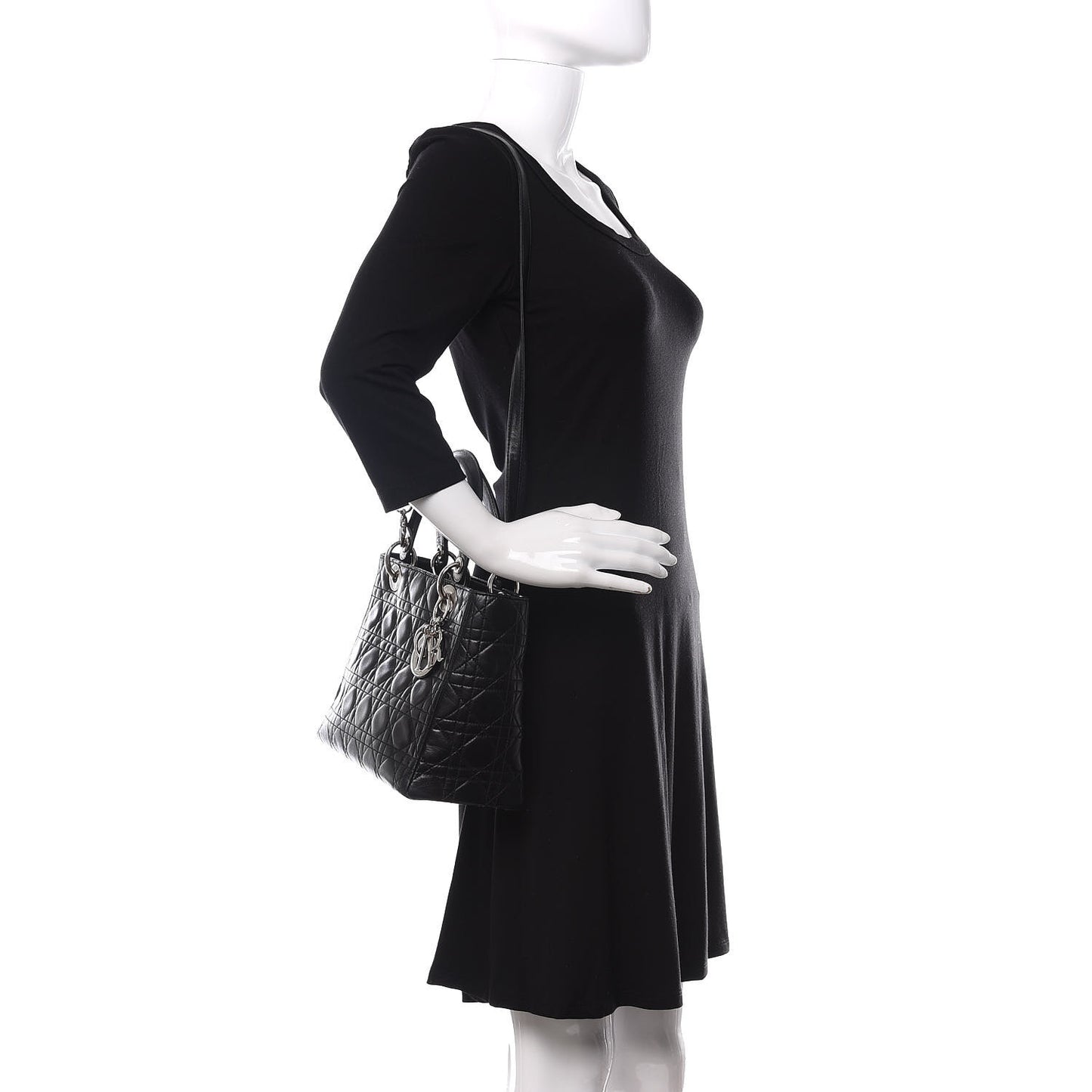 Lambskin Cannage Medium Lady Dior Black