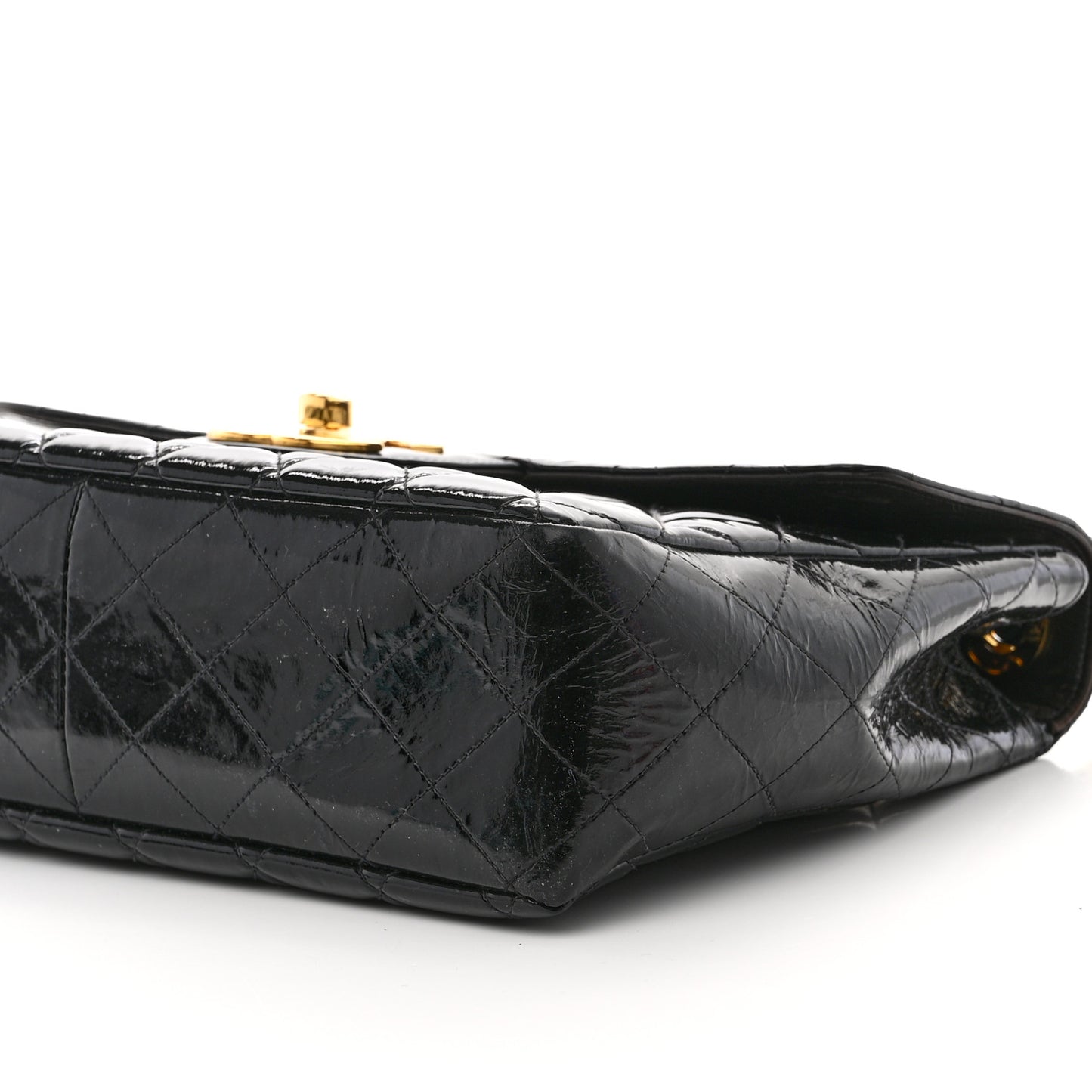 Patent Quilted XL Jumbo Single Flap Black