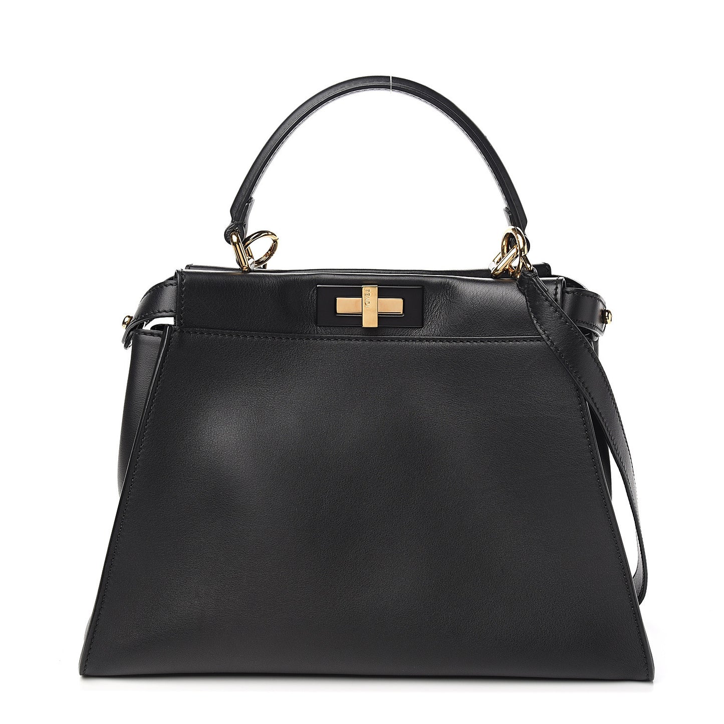 Vitello Seta Shiny Nappa Medium Peekaboo Iconic Satchel Black
