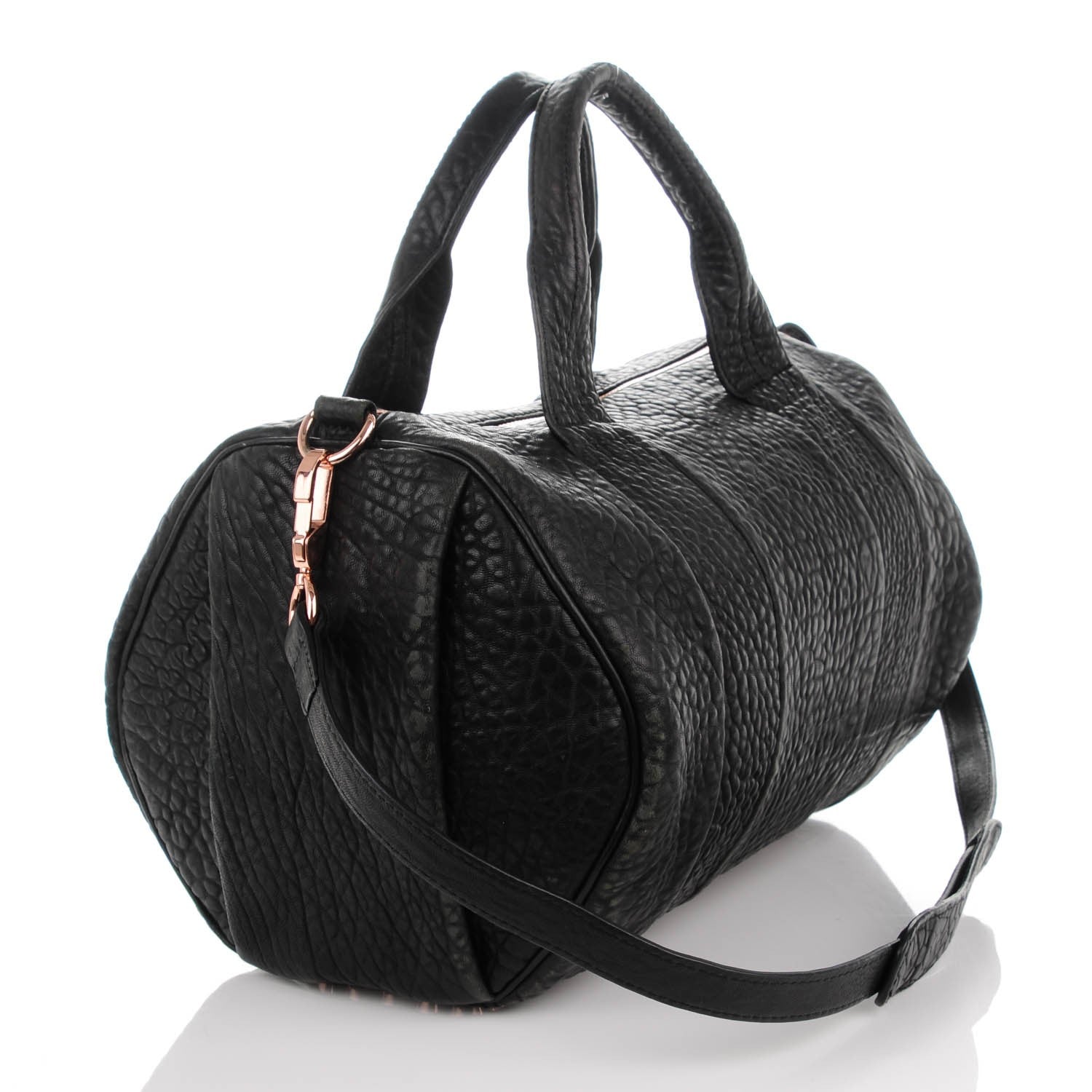 Alexander Wang Pebbled Lambskin Rocco Black Rose Gold Hardware 3 of 10