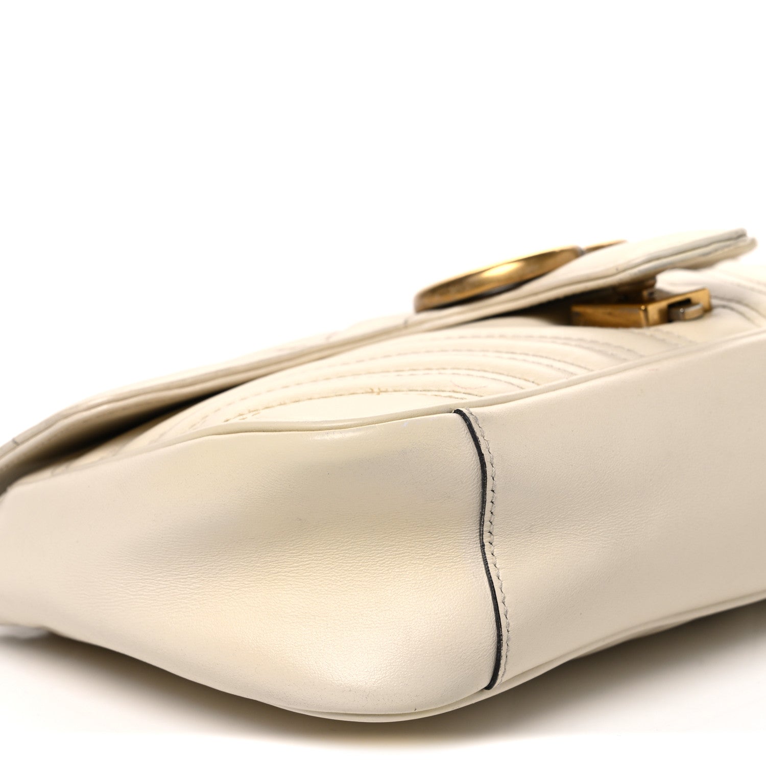 Gucci Calfskin Matelasse Small GG Marmont Shoulder Bag White 9 of 10