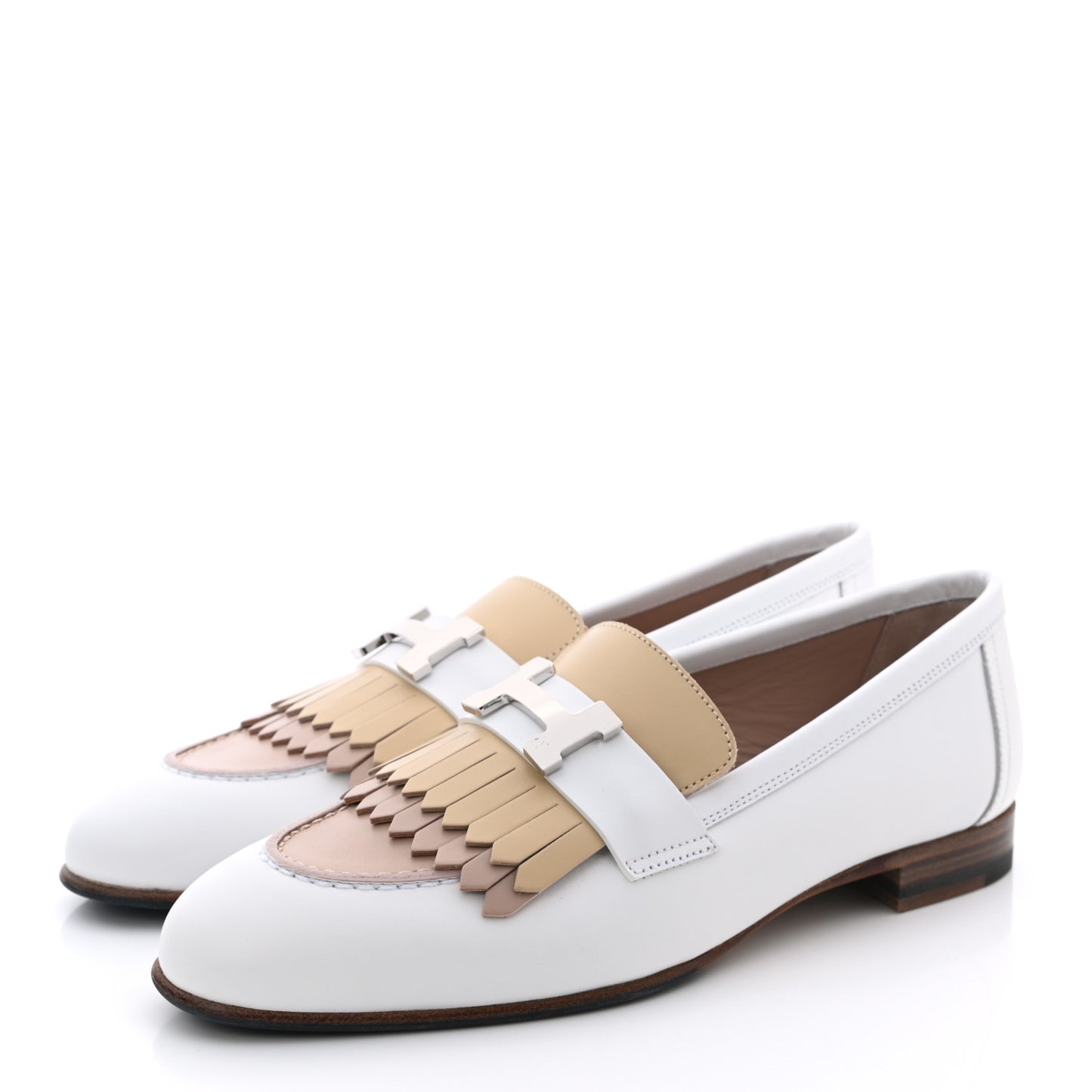 Goatskin Womens Royal Loafers 36 Multicolor White