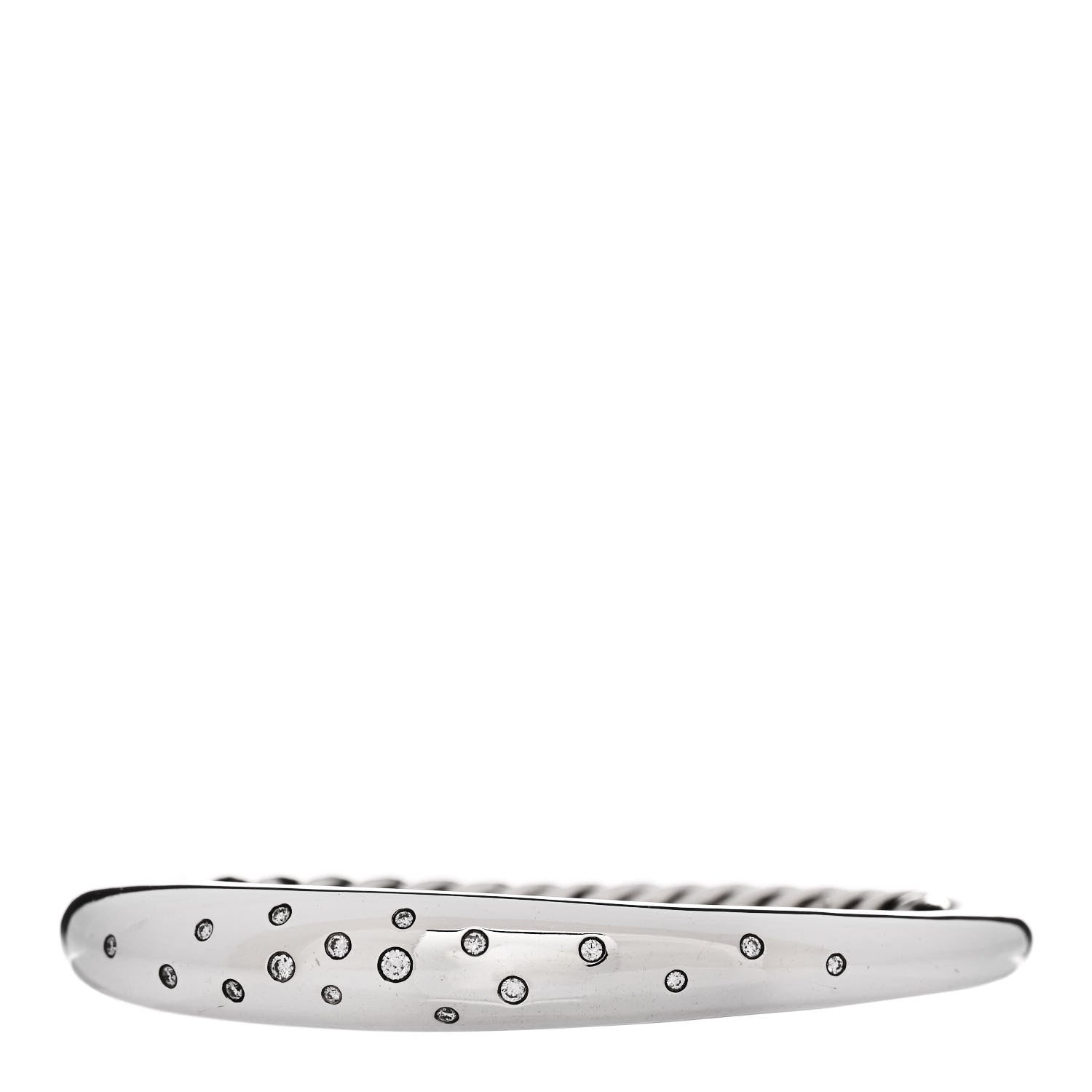 David Yurman Sterling Silver Diamond 9.5mm Pure Form Smooth Bangle Bracelet 1 of 3