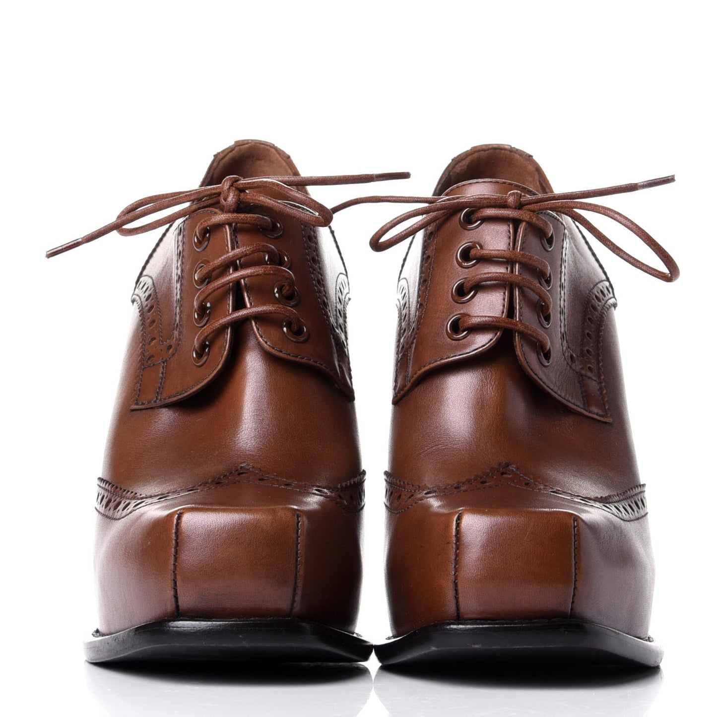 Calfskin Lace Up Pumps 39 Brown