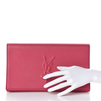 Saint Laurent Calfskin Monogram Large Belle De Jour Clutch Lipstick Fuchsia 2 of 7