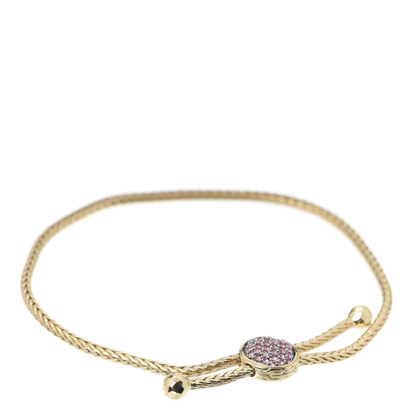 18K Yellow Gold Pink Spinel Classic Chain Station Bracelet