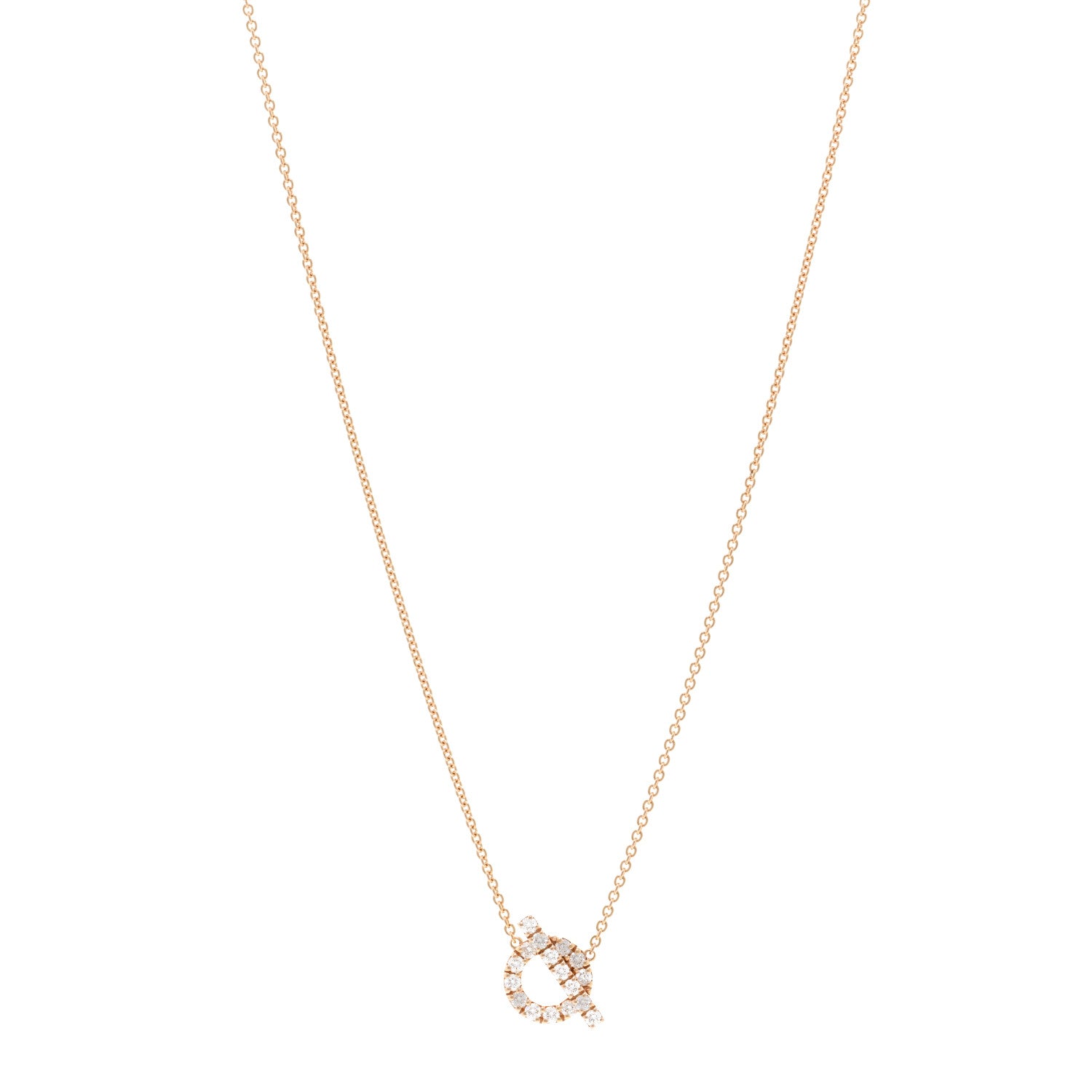 Hermes 18K Rose Gold Diamond Finesse Pendant Necklace 1 of 6