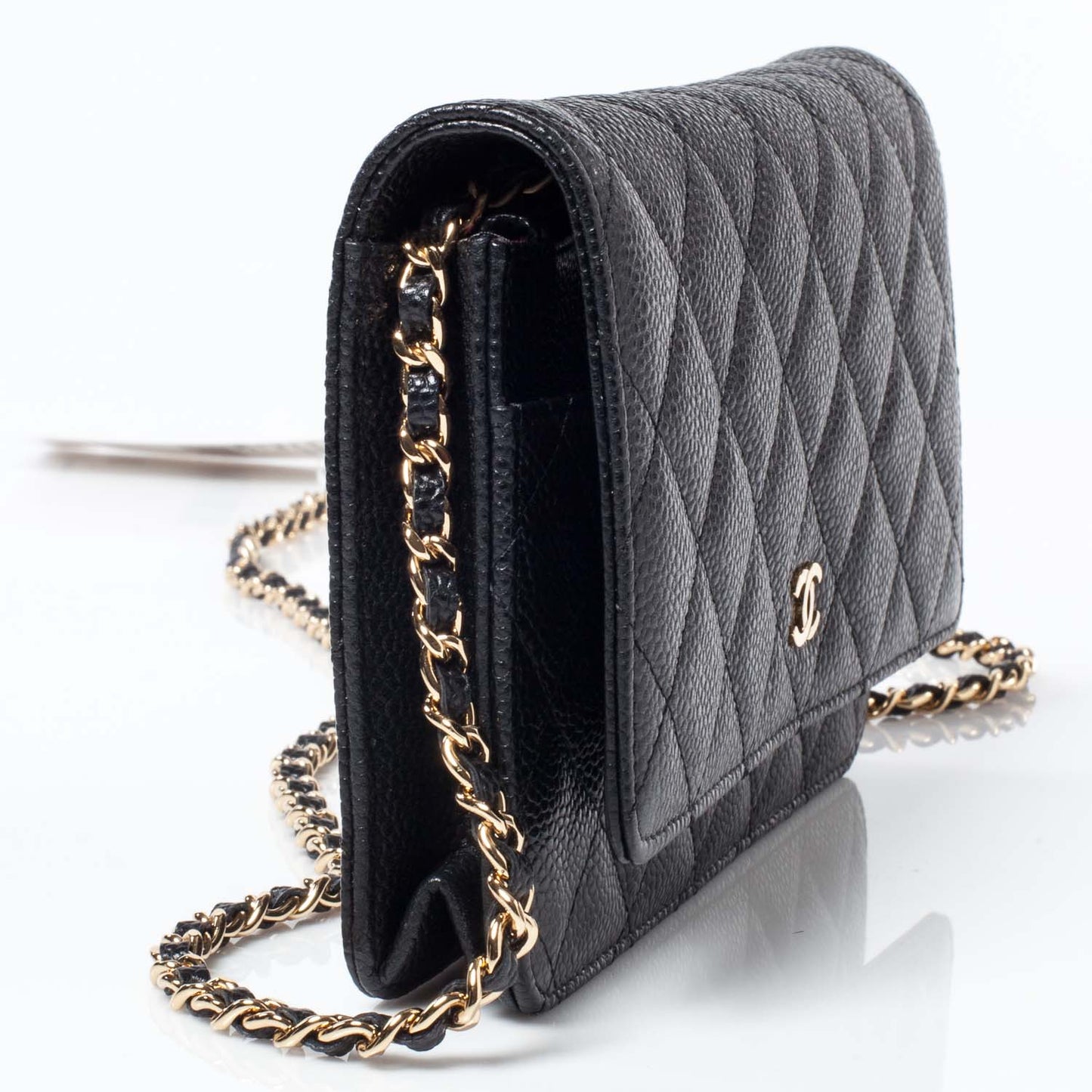 Caviar Quilted Wallet On Chain WOC Black