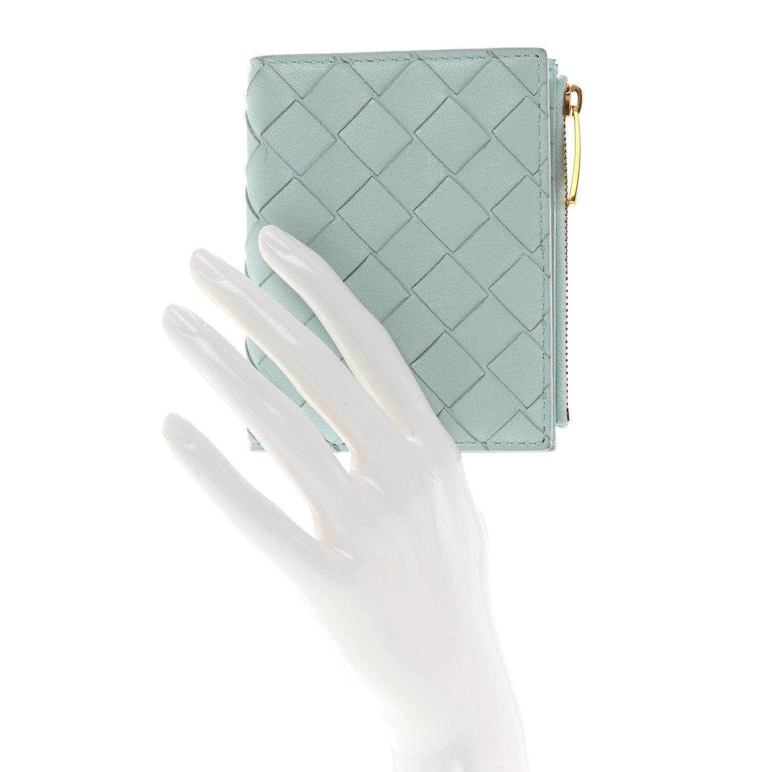 Bottega Veneta Nappa Intrecciato Bifold Zip Wallet Teal Washed 2 of 8