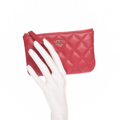 Chanel Lambskin Quilted Small Cosmetic Case Dark Pink 2 of 7
