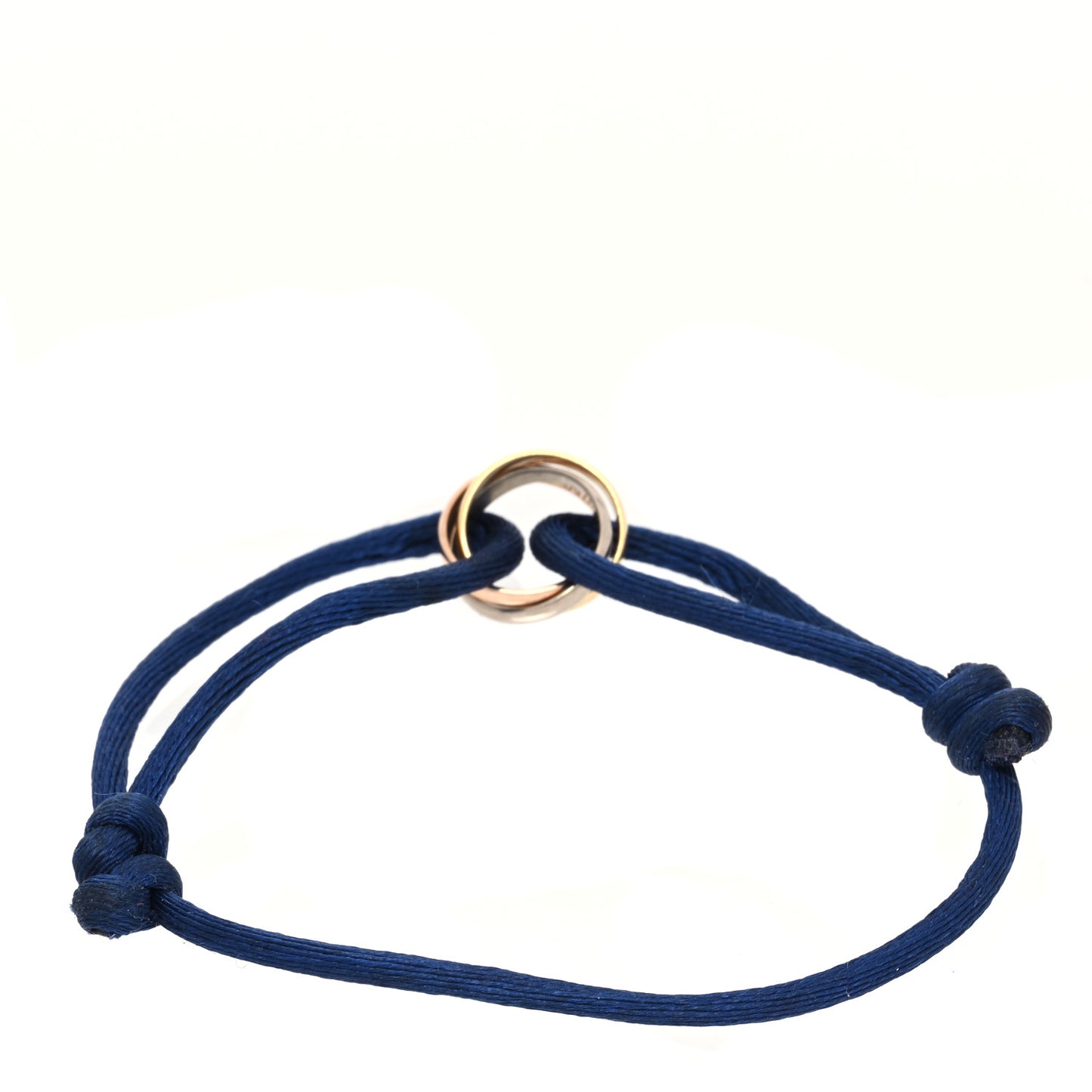18K Pink Yellow White Gold Trinity Adjustable Cord Bracelet Blue