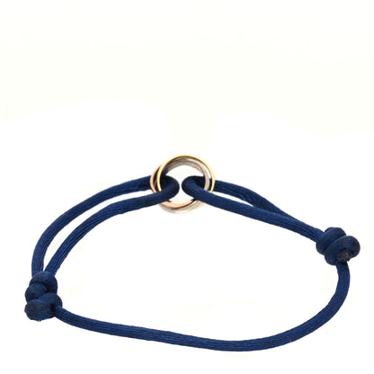 Cartier 18K Pink Yellow White Gold Trinity Adjustable Cord Bracelet Blue 2 of 4