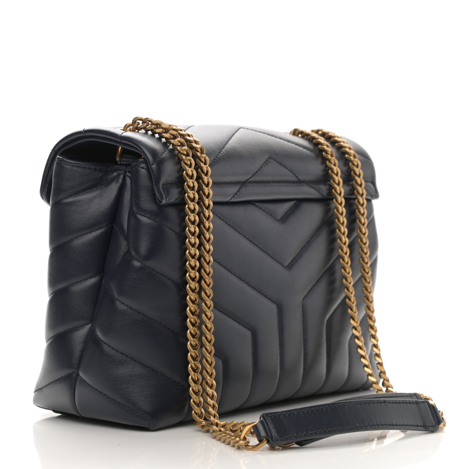 Saint Laurent Calfskin Y Quilted Monogram Small Loulou Chain Satchel Denim Brut 3 of 8
