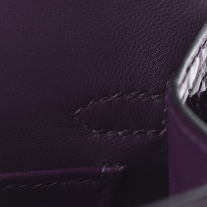 Hermes Shiny Alligator Mini Kelly Sellier 20 Cassis 13 of 31