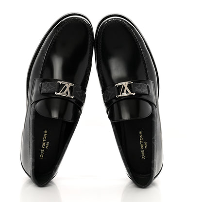 Louis Vuitton Calfskin Monogram Eclipse Mens Major Loafers 8 Black 2 of 9