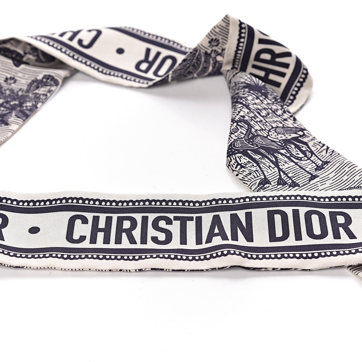 Christian Dior Silk Toile De Jouy Tropicalia Mitzah Scarf Indigo 3 of 4