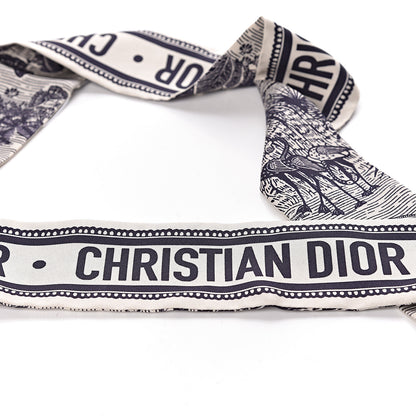 Christian Dior Silk Toile De Jouy Tropicalia Mitzah Scarf Indigo 3 of 4