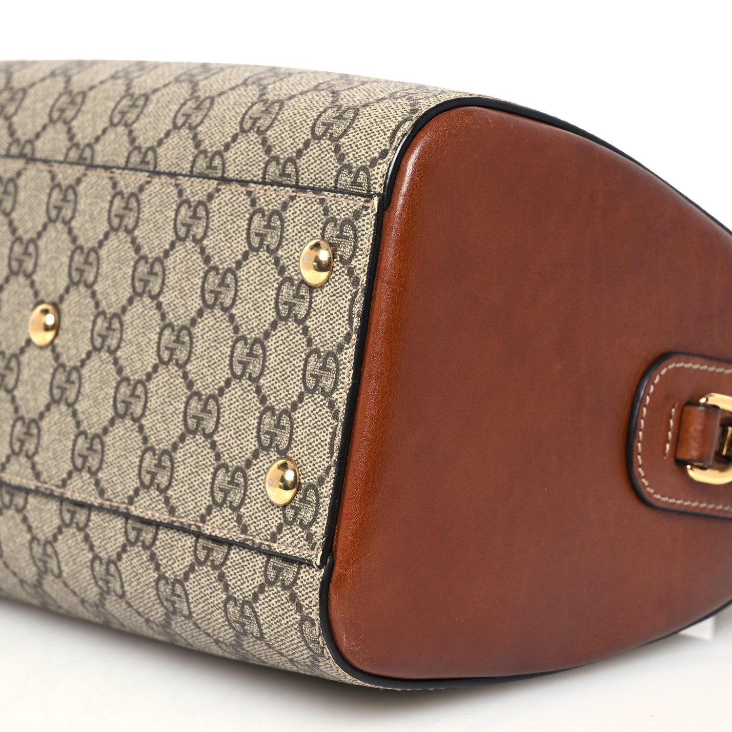 Gucci GG Supreme Monogram Cuoio Toscano Small Boston Beige Ebony Cuir 11 of 17