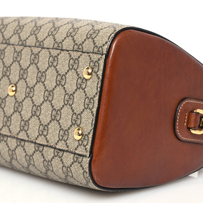 Gucci GG Supreme Monogram Cuoio Toscano Small Boston Beige Ebony Cuir 11 of 17