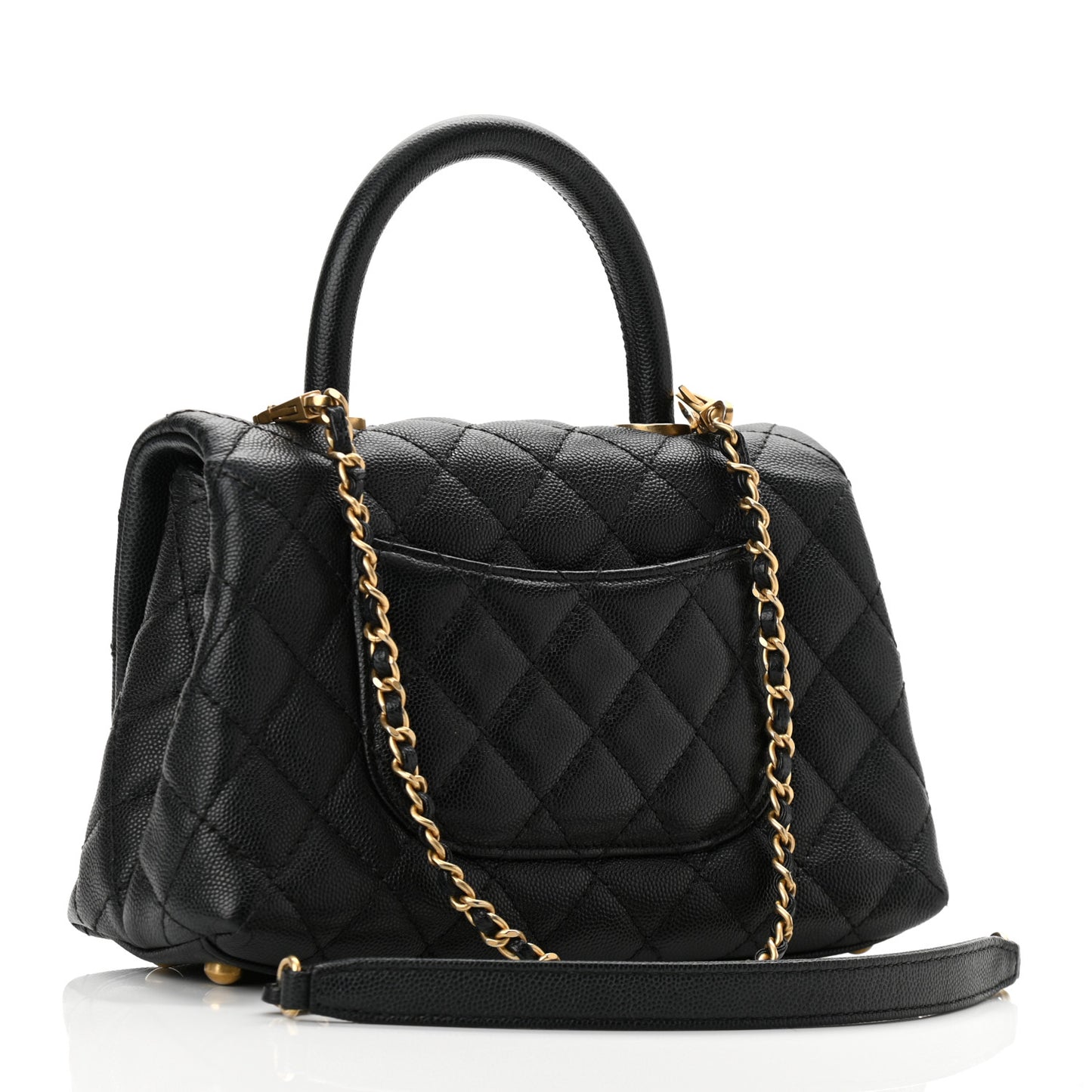 Caviar Quilted Mini Coco Handle Flap Black