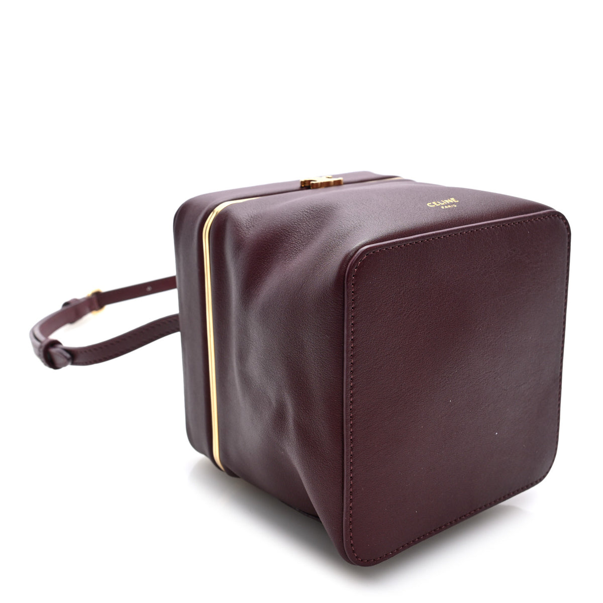 Supple Calfskin Cube Frame Bag Syrah