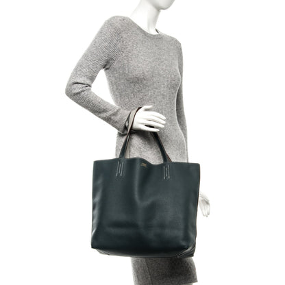 Hermes Taurillon Clemence Double Sens 45 Reversible Tote Gris Perle Bleu Orage 2 of 7