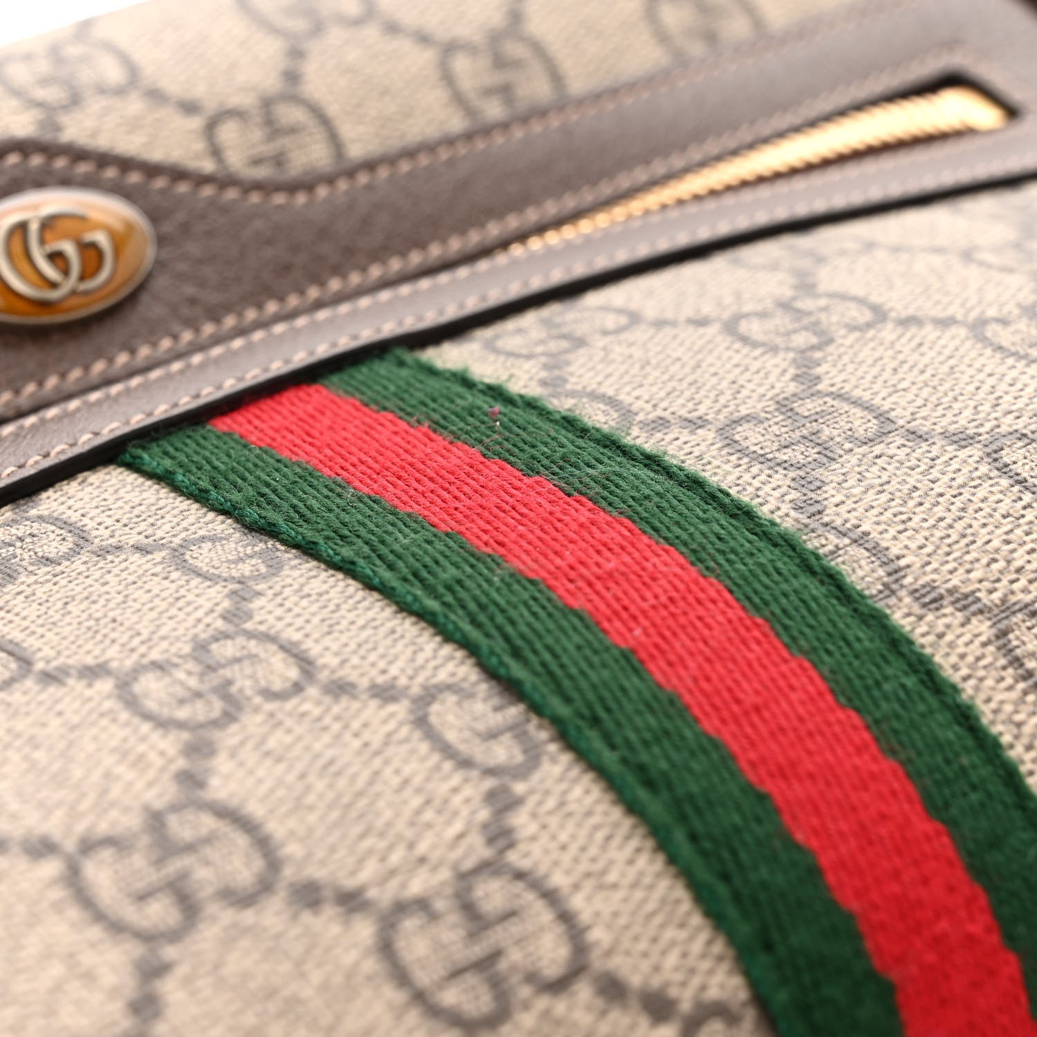 Gucci GG Supreme Monogram Web Small Ophidia Shoulder Bag Brown 12 of 13