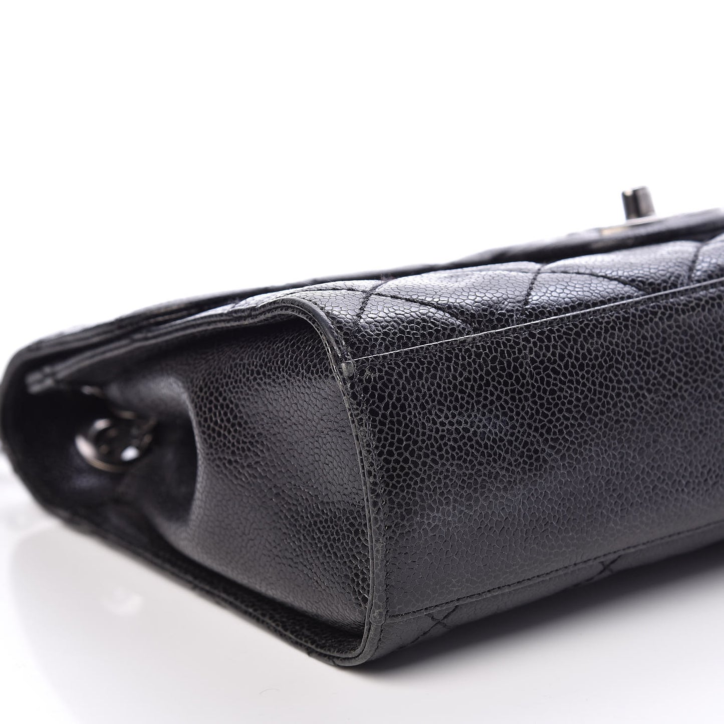Crumpled Grained Calfskin Medium CC Crave Flap Black
