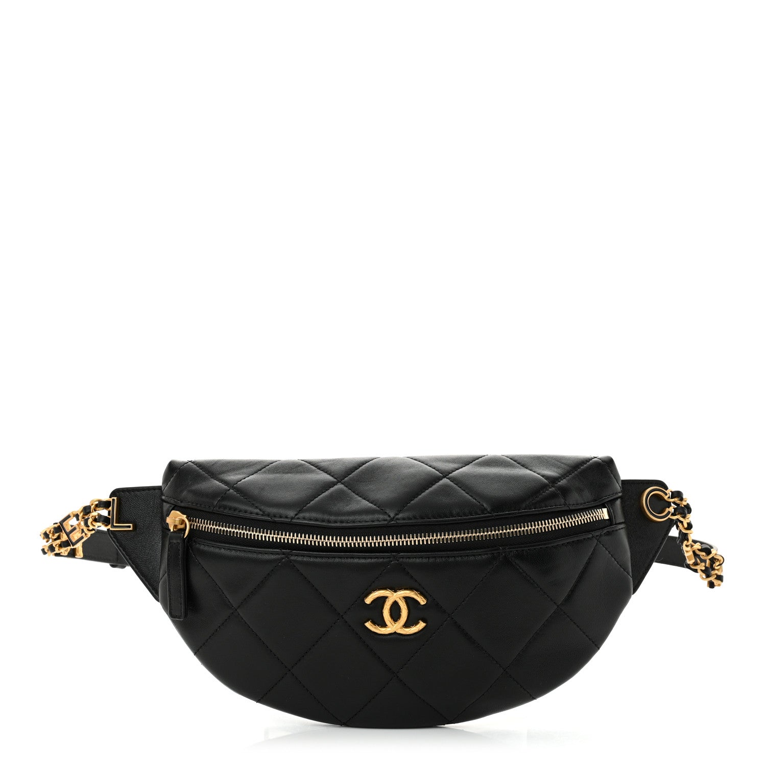 Chanel Lambskin Enamel Quilted Waist Bag Black 1 of 10