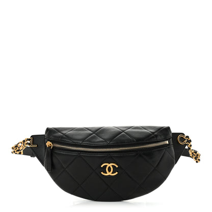 Chanel Lambskin Enamel Quilted Waist Bag Black 1 of 10