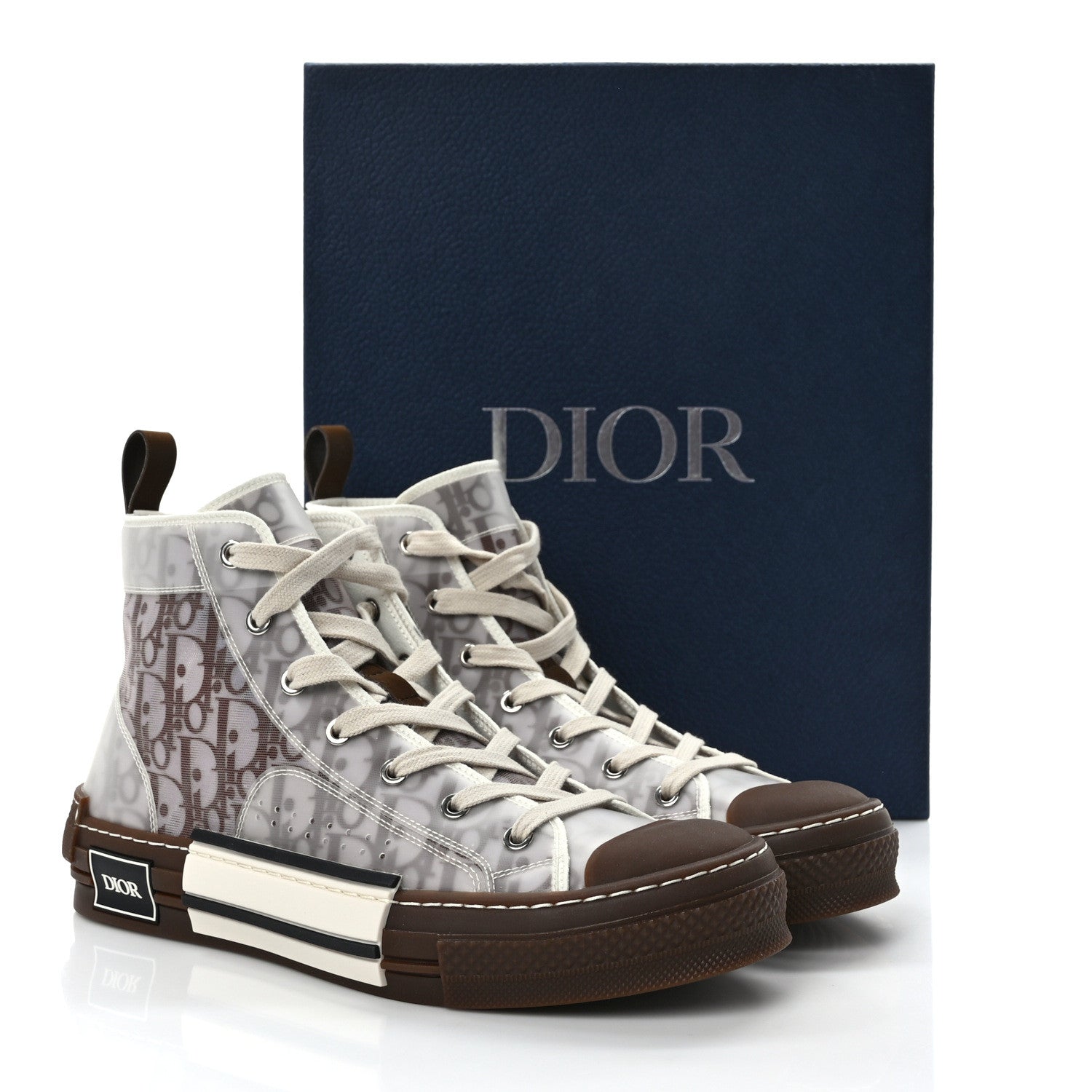Christian Dior Technical Canvas Oblique Mens B23 High Top Sneakers 42 Brown Beige 9 of 9