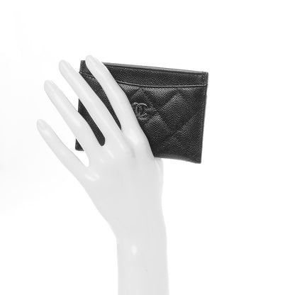 Chanel Metallic Caviar Quilted Card Holder Black 2 of 9