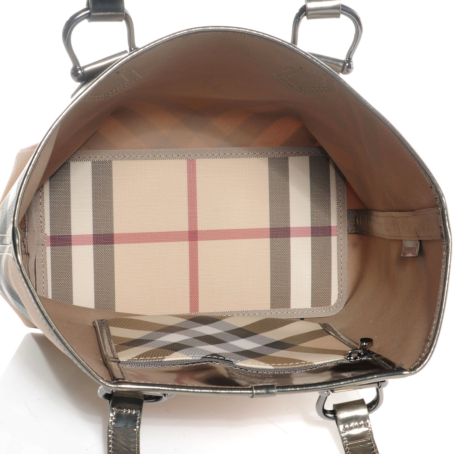 Metallic Calfskin Nova Check Tote