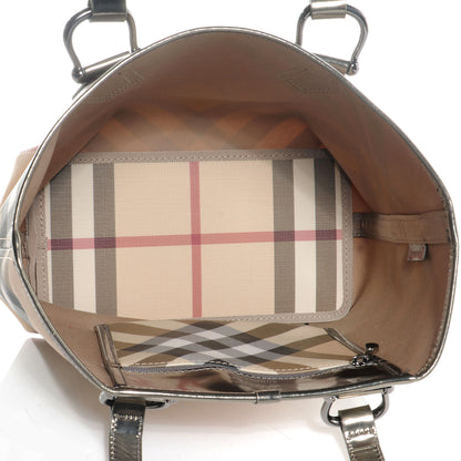 Burberry Metallic Calfskin Nova Check Tote 5 of 7