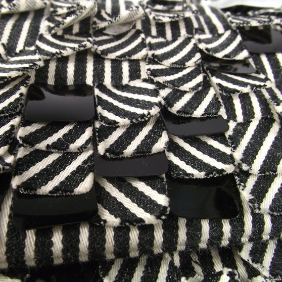 Chanel Canvas Sequin Stripe Medium Double Flap Black White 7 of 9