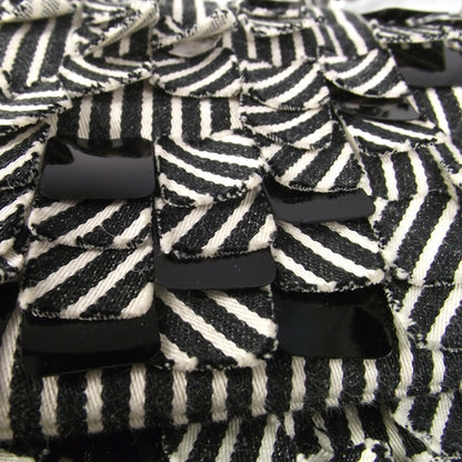 Chanel Canvas Sequin Stripe Medium Double Flap Black White 7 of 9