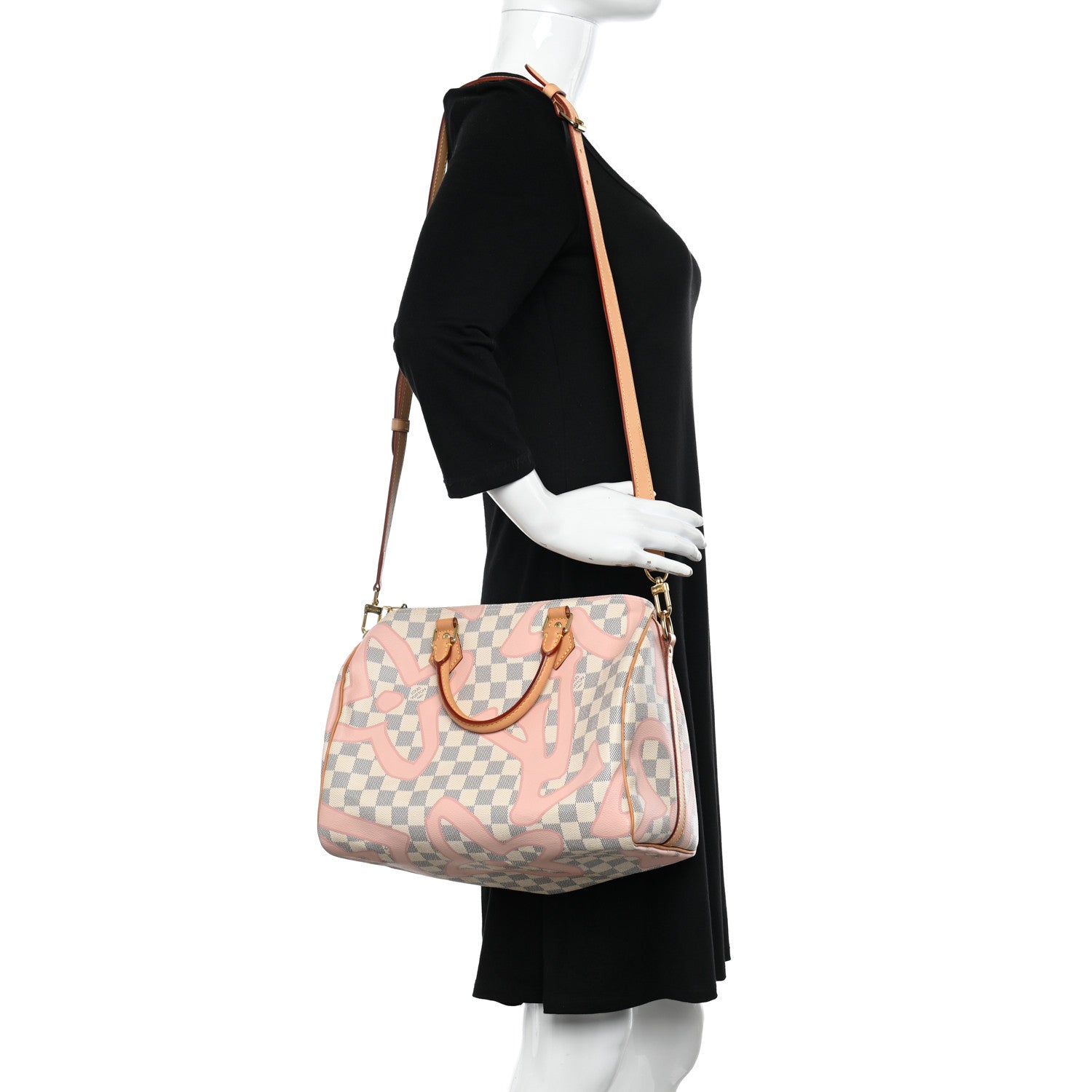 Louis Vuitton Damier Azur Tahitienne Speedy Bandouliere 30 Rose Ballerine 2 of 10