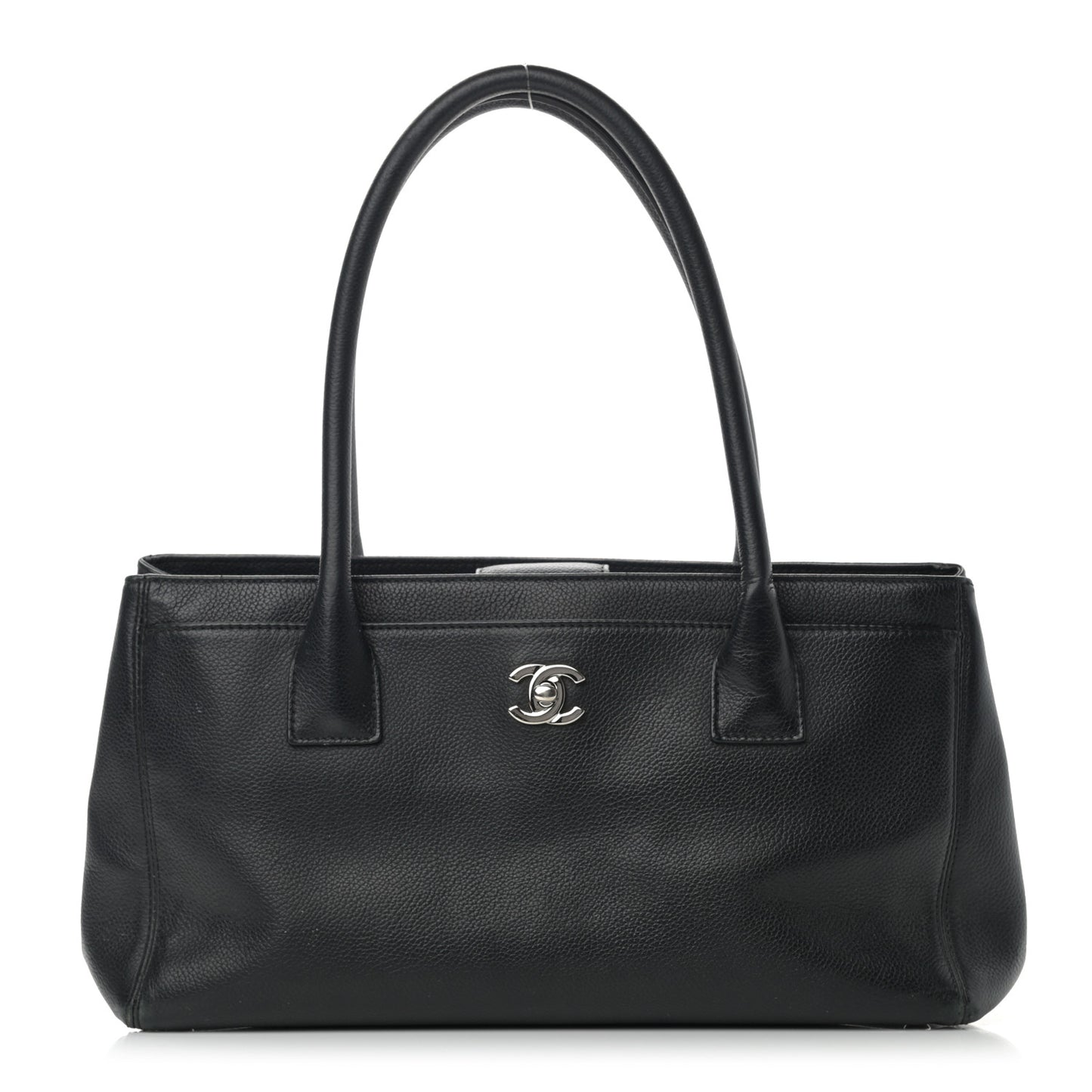 Calfskin Small Cerf Executive Shopper Tote Black