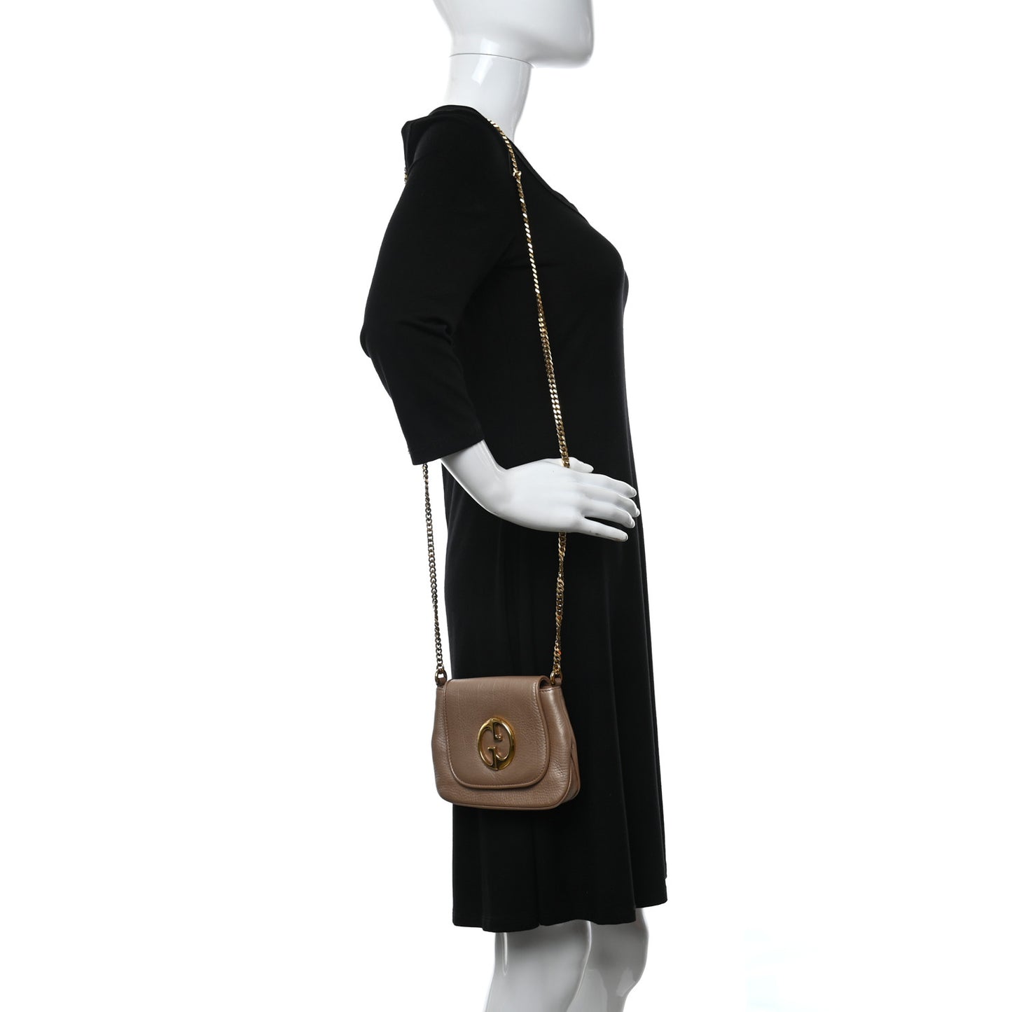 Pebbled Calfskin Small 1973 Chain Shoulder Bag Champagne