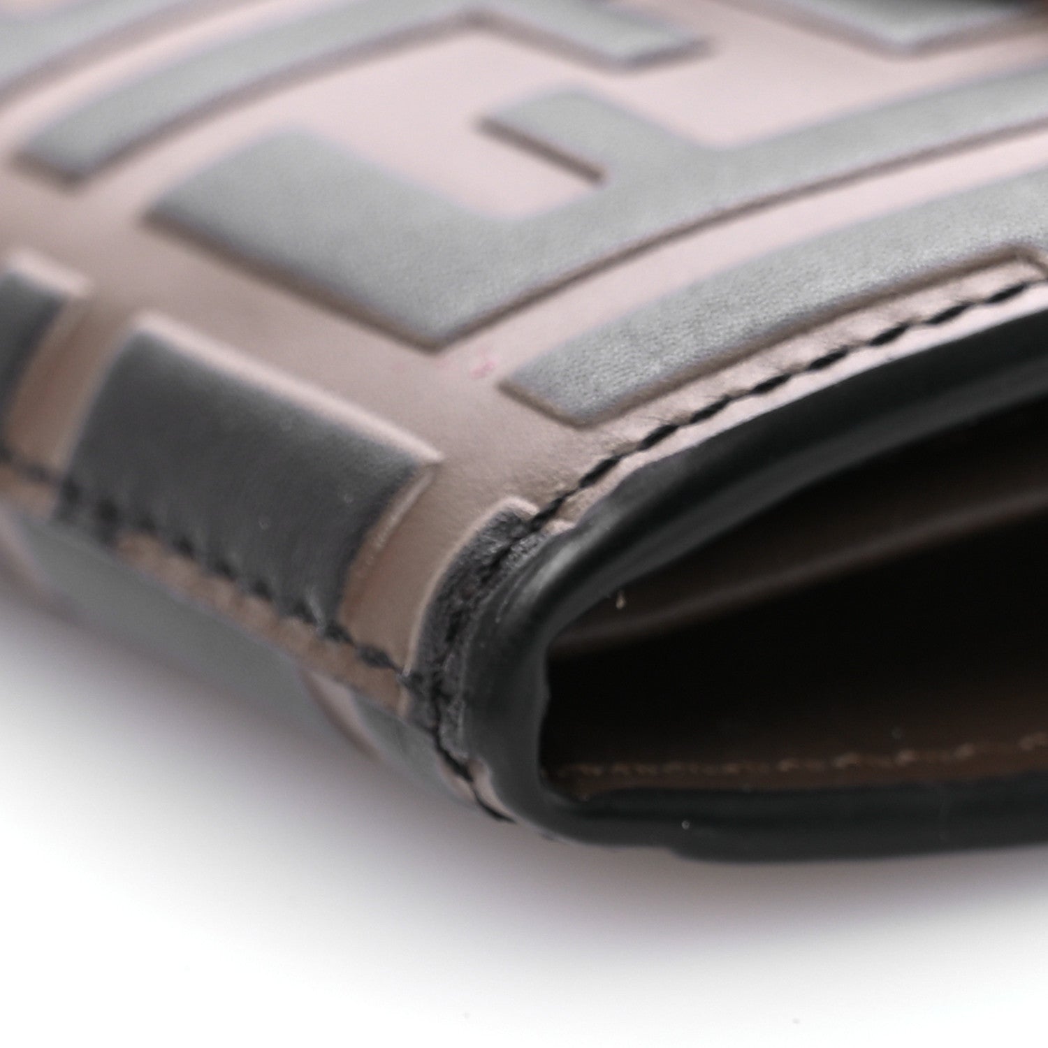 Fendi Vitello Soft F is Fendi Bi-Color FF 1974 Embossed Continental Envelope Wallet On Chain Maya Black 9 of 9