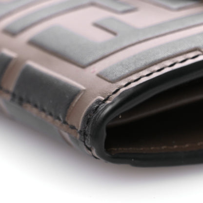 Fendi Vitello Soft F is Fendi Bi-Color FF 1974 Embossed Continental Envelope Wallet On Chain Maya Black 9 of 9