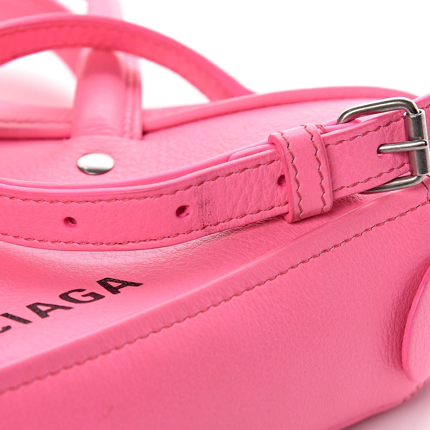Balenciaga Shiny Day Calfskin XS Triangle Duffle Acid Pink Black 9 of 9
