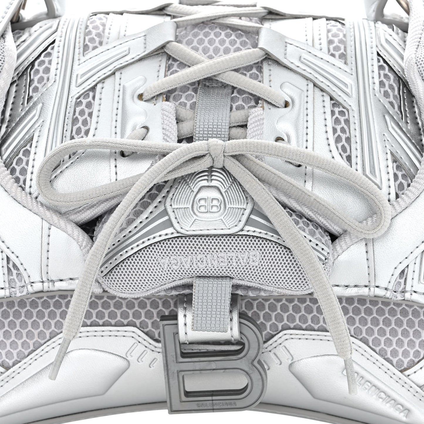 Faux Calfskin Fabric Small Sneakerhead Top Handle Bag Silver