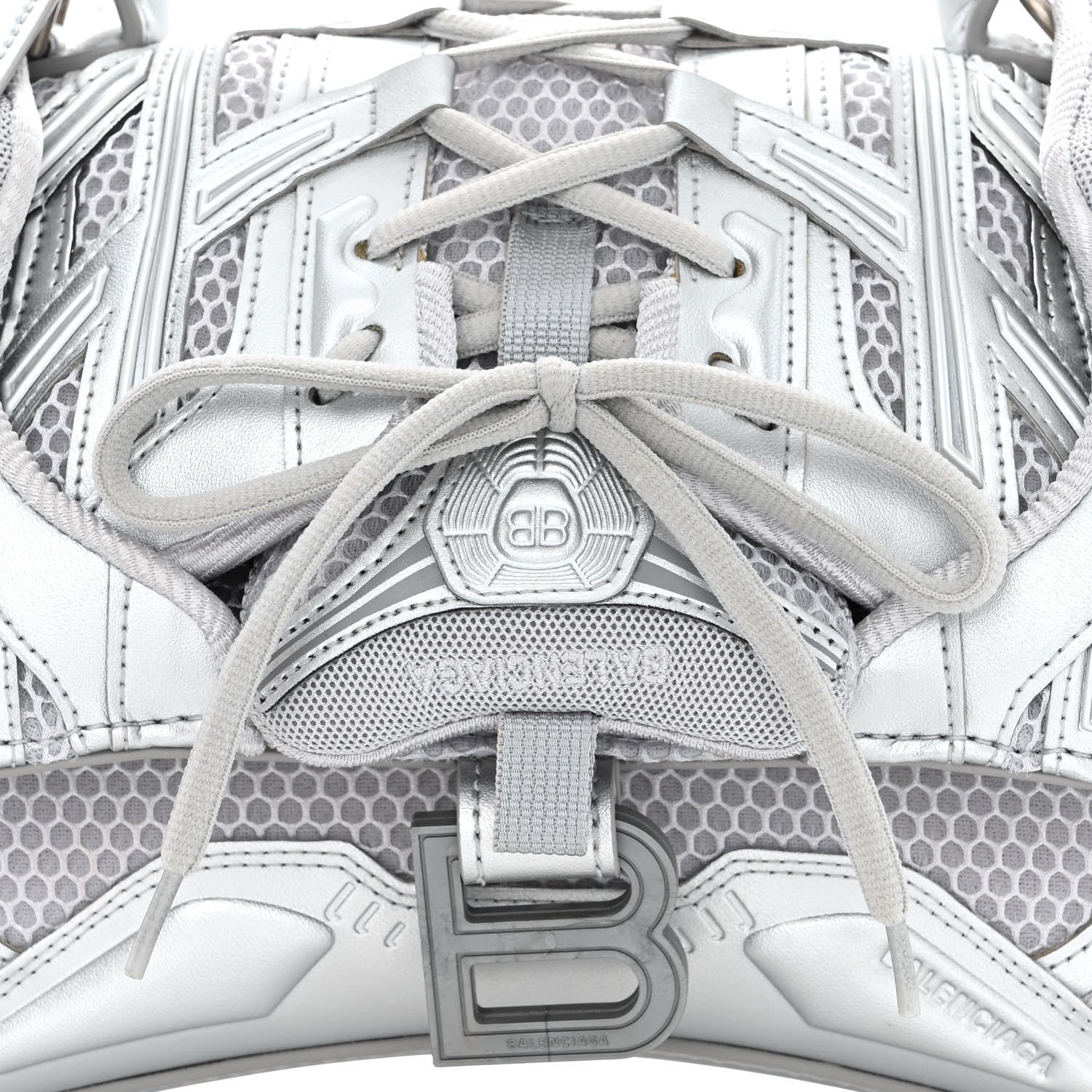 Balenciaga Faux Calfskin Fabric Small Sneakerhead Top Handle Bag Silver 8 of 13