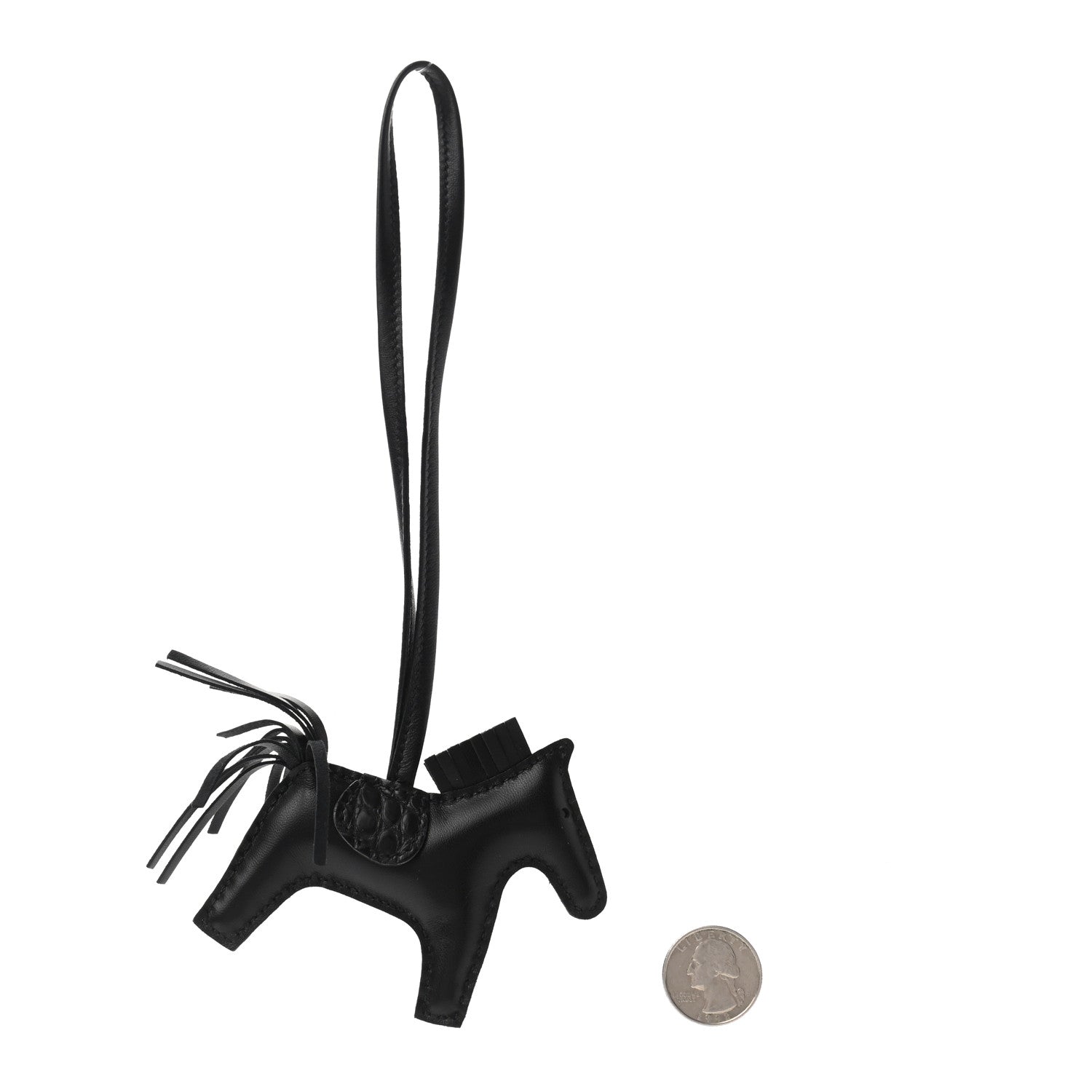 Hermes Milo Lambskin Matte Alligator Touch Grigri Rodeo Horse Bag Charm PM So Black 2 of 4