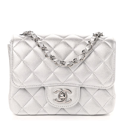 Chanel Metallic Lambskin Quilted Mini Square Flap Silver 1 of 10