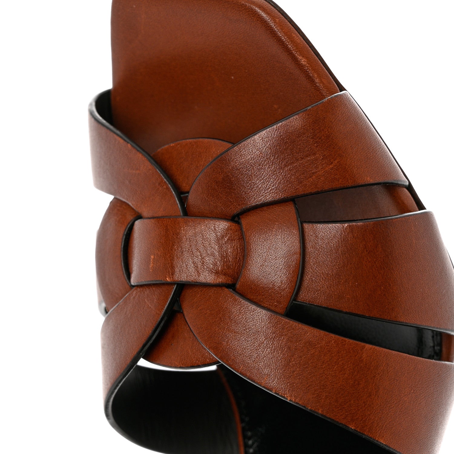 Saint Laurent Calfskin Tribute 85 Slide Sandals 38 Amber 9 of 11