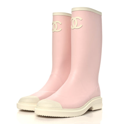 Chanel Caoutchouk CC High Boots 42 Light Pink White 3 of 8