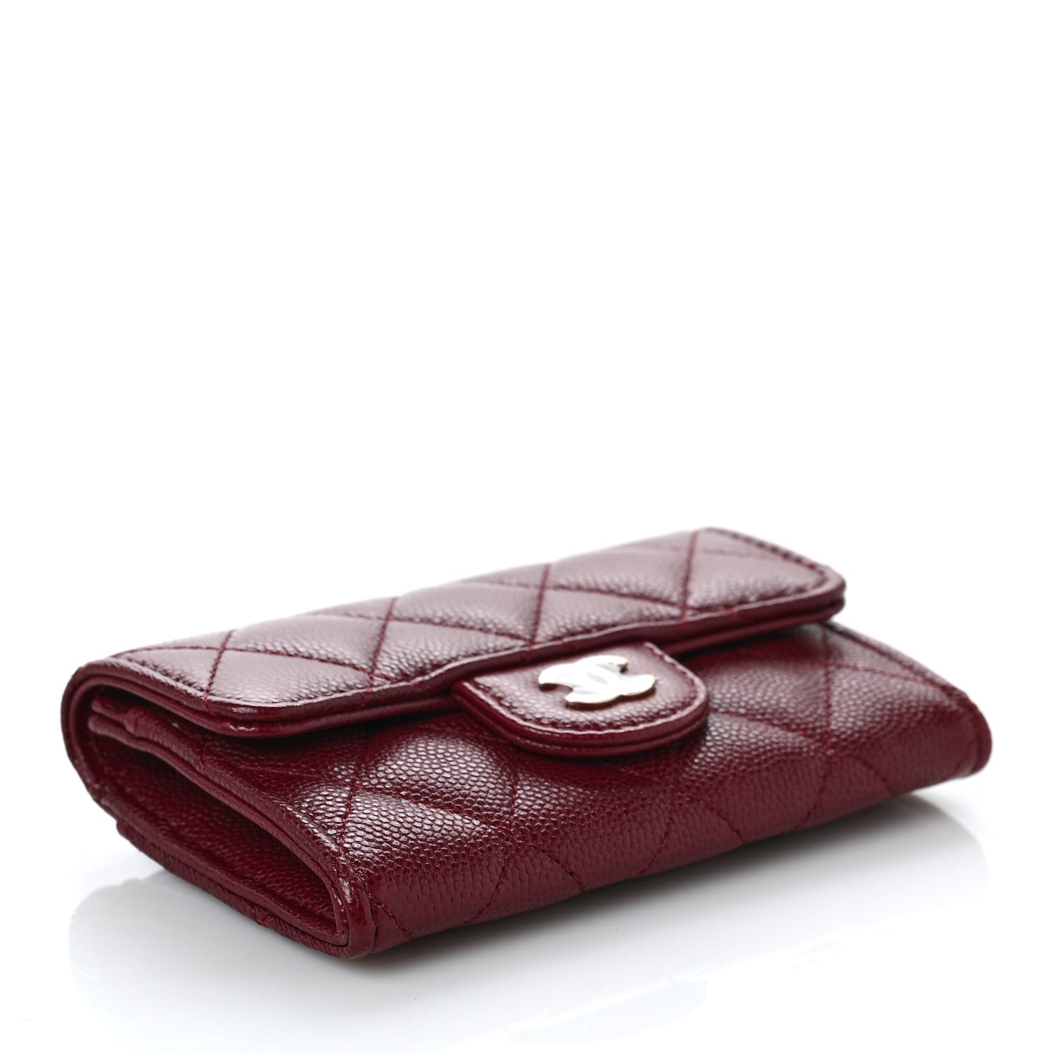 Chanel Caviar Quilted Flap Card Holder Wallet Burgundy 4 of 11